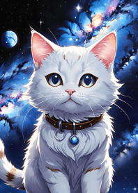 夜の月と星の猫 7BA655