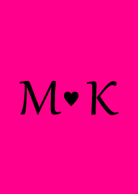 Initial "M & K" Vivid pink & black.