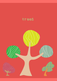 nordic style trees on red JP