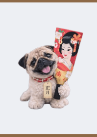 巴哥犬冬季主題 Brown 03