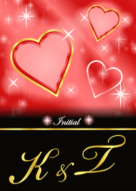 K&T イニシャル 恋愛運UP!赤×ハート