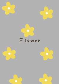 A floral pattern in gray and yellow.
