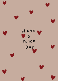 Beige. Bordeaux heart pattern.