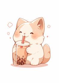 a dog drinking bubble tea JP