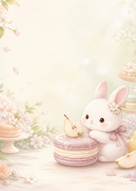 Mauve White Rabbit Pear Macaron