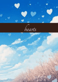 Heart clouds on brown