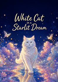 White Cat in a Starlit Dream