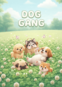 Cute Dog Gang In Lucky Clover