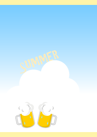beer in summer on light yellow