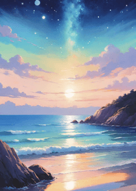 Starry sky, sea and lake, Ukiyo-e 4c27