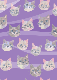 Whimsical Cats2 on purple