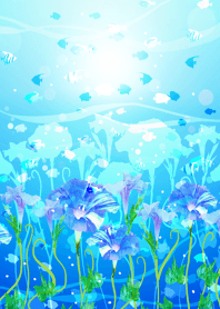 水の中で咲く朝顔#fresh