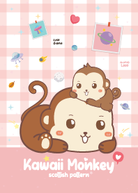 Monkey Scottish Pattern Soft Pink