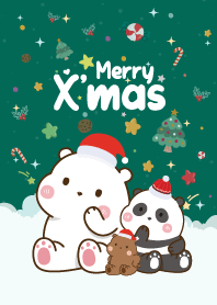 หมีสามตัว เก๋ๆ วันคริสต์มาส สีเขียวเข้ม