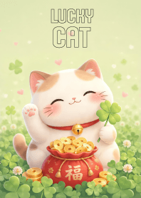 Lovely Neko (Lucky Cat) In Clover