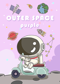 浩瀚宇宙-可愛寶貝太空人-摩托車-紫色星空2