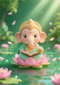 Ganesh of Wisdom,Green, for Wednesday.