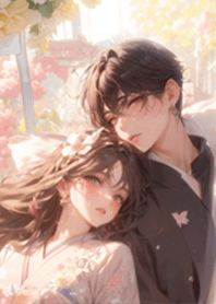 Lover Under the Wisteria Flowers