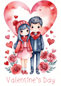Couple on Valentine's Day, happy  love