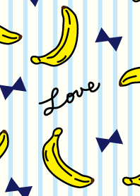 Banana - Light blue ribbon striped-