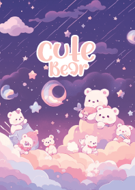 cute bear in pastel galaxy