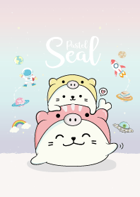 แมวน้ำน้อยชุดหมูบนอวกาศ สีพาสเทล