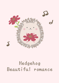 Cute hedgehog likes flowers
