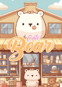 white bear in cafe
