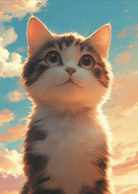 禪意生活-在屋頂上仰望夕日的貓1