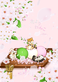 花よりわんこ10（柴犬、桜吹雪、団子、春）