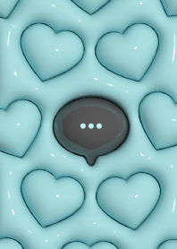 Plump heart pattern [Black & Light Blue]