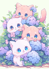 ⭐繡球花園裡的小貓咪們❤️