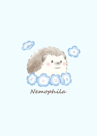 Hedgehog and Nemophila -blue-