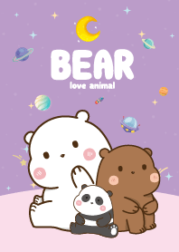 หมีสามตัว คิ้วตี้ กาแล็กซี่ สีม่วง