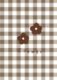 Brown check and floral pattern.