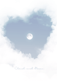 ハート雲と満月 - ブルー 04