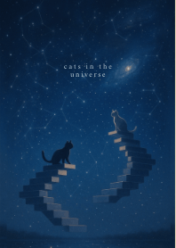 Black cat white cat in universe - Blue