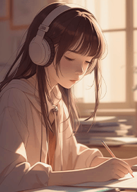 文学生活~音楽と読書を聴く少女 1.1.1
