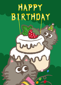 Mr Cat Miss Cat Birthday!(forest green)
