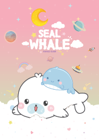 วาฬแมวน้ำอุ๋งๆ สายไหม สีพีช