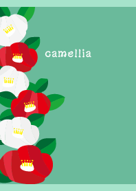 white and red camellia on b...