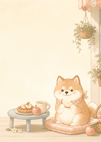 Peach Shiba Apple Waffle Porch