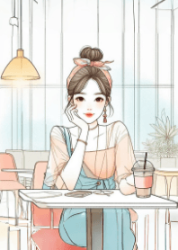 可愛的女孩和咖啡V.57