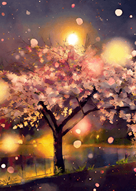 Beautiful night cherry blossoms#1450