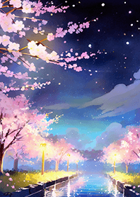 Beautiful night cherry blossoms#915