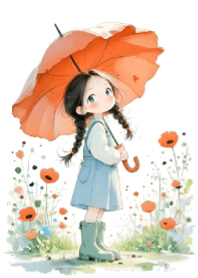 Cute Girl and Umbrella