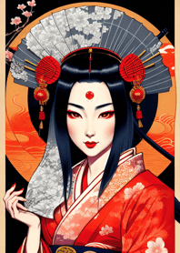 Geisha in sakura kimono iouTc