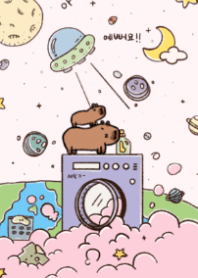 可愛的水豚：粉紅銀河！