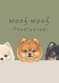 Woof Woof - Pomeranian - OLIVE