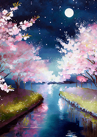 Beautiful night cherry blossoms#2023